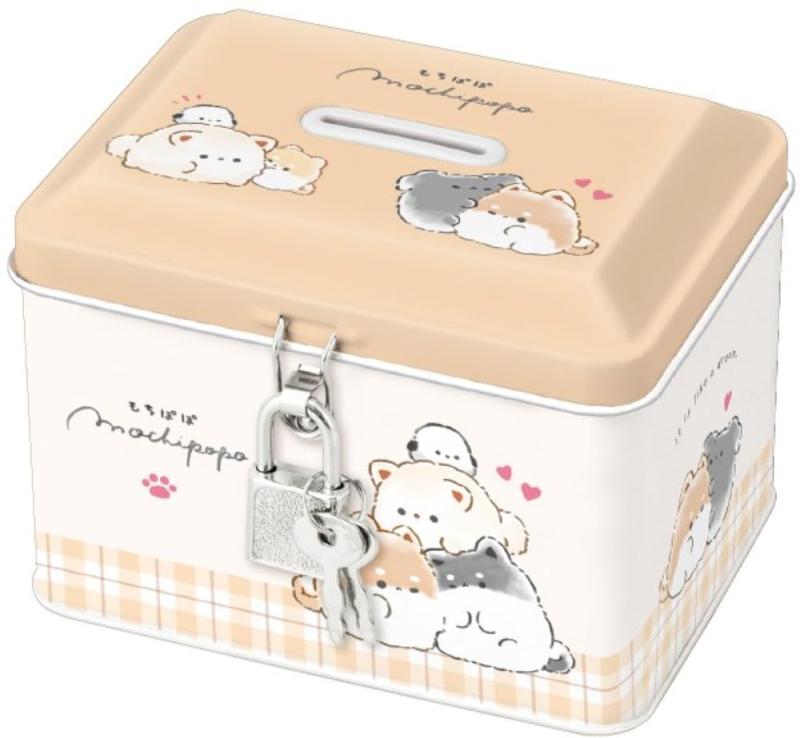 乐天商城 - クラックス 貯金箱 カギ付缶バンク モチポポ イヌポポ 134134