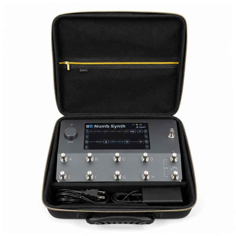 乐天商城 - MUSIIN Neural DSP Quad Cortex対応ギターデジタルエフェクトプロセッサーケース、メッシュポケット、ケーブルコンパートメント、ゴールドジッパー、ハンドル付きポータブルストレージ (ゴール