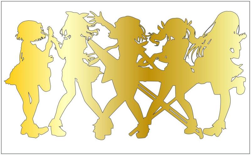 ポッピンパーティー シルエット カッティングステッカー〈XL〉金