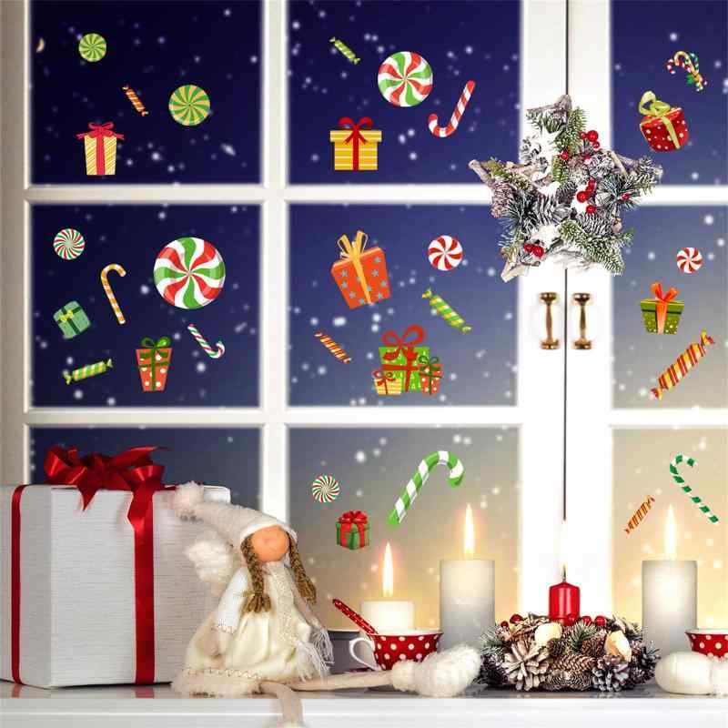 樂天商城 - HOTIYOK クリスマス ウォールステッカー 窓 シール 漫画 クリスマス ギフト キャンディ ガラス 窓ステッカー クリスマス 飾り 壁紙 窓に貼るシール 子供部屋 クリスマスシール オシャレ 剥が