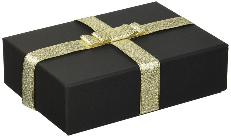 Rakuten - 【TAKEMEKI】 ギフトボックス (15×10.5×H4.5cm) ゴールド リボン付き プレゼント ギフト 贈り物 ラッピング 梱包 紙製 貼箱 無地 大 アクセサリー イベント 誕生日 彼女 彼氏 結婚 祝い アニバーサ