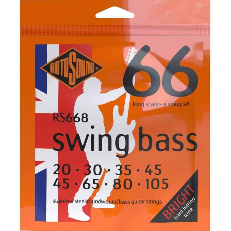 Rakuten - Rotosound ロトサウンド エレクトリック・ベース弦 Swing Bass 66 Standard 8-Strings Set Stainless Steel Roundwound, RS668 (.020-.105)