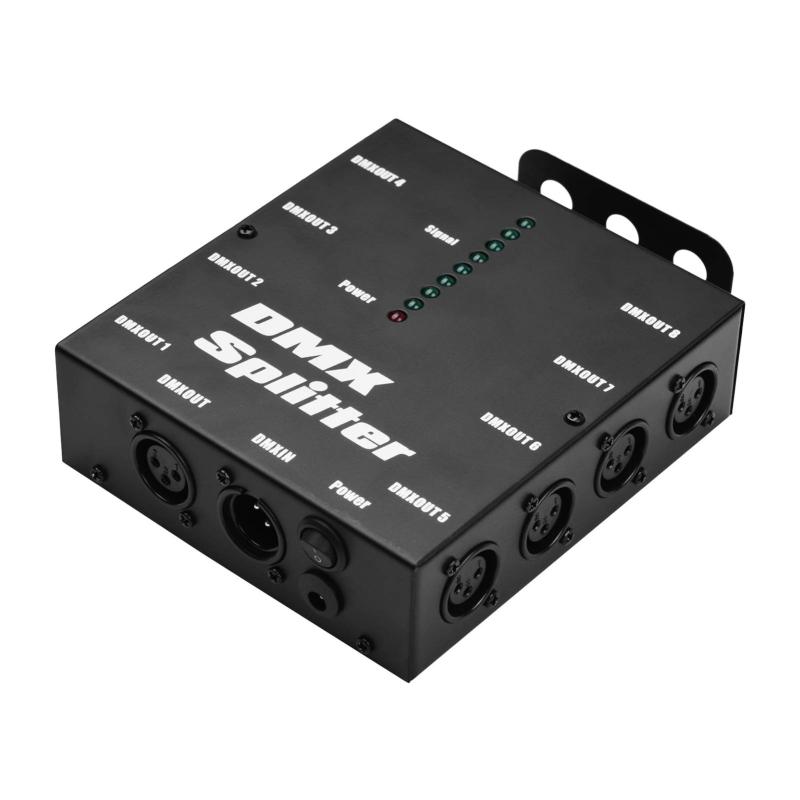 Snsowed 3-pin XLR DMX512光信号増幅器スプリッターディストリビューター1直接入力および出力ライトコントローラーステージコンソールパーティー用の8つの独立した出力電源アダプター付きDJク