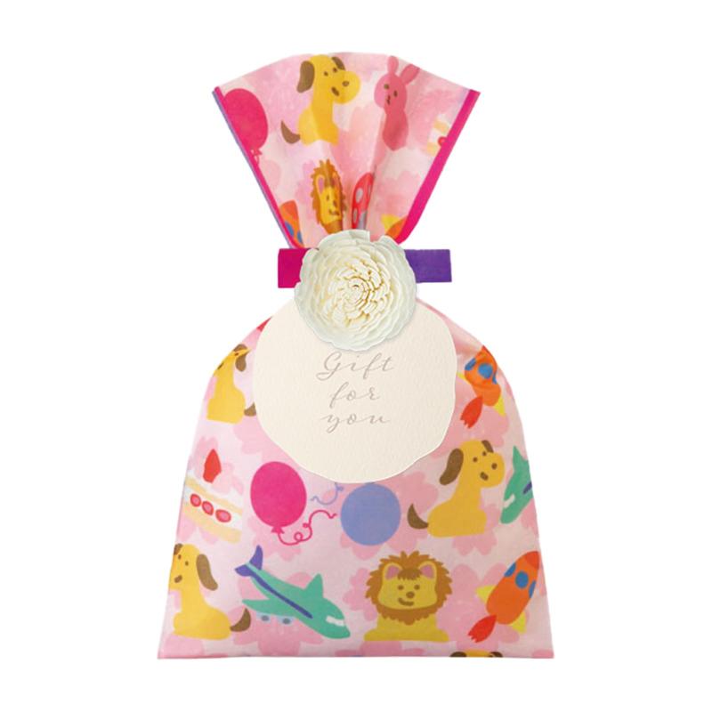 Rakuten - ラッピング袋セット sofla ソラフラワー 不織布 1枚 ラッピング袋＋花タイ＋タグ タイ職人ハンドメイド H30(14)×W17cm プレゼント 包装 プチギフト