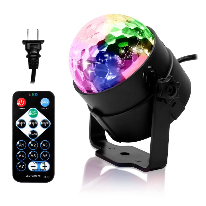 樂天商城 - HOLDLAMPミラーボール RGB+UV 多色変化 パーティーライト 音声制御 リモコンつき ミニ 回転 パーティー カラオケクラブ イベントに最適