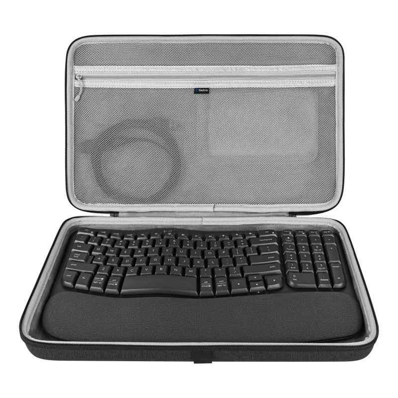 Geekriaハードシェルトラベルキャリングキーボードケース、ロジクール Logicool Wave Keys K820コンボ/Wave Keysワイヤレスエルゴノミックキーボードと互換性があります（ダークグレー）