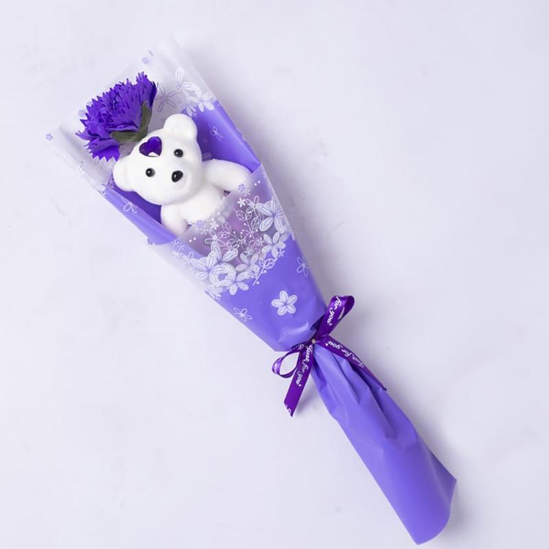 Rakuten - ソープフラワー バラ （カーネーション）造花 5本セット薔薇 花束 枯れない 一輪 個包装 プチギフト 結婚式 退職 お礼 お返し 父の日 母の日 記念日 バレンタインデー 誕生日 粗品 贈り物