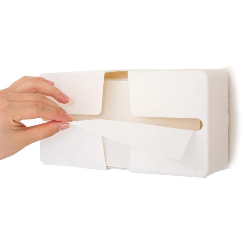 Rakuten - ルックス 取り出しやすいペーパータオルケースピック ホワイト 縦 130mm×横 247mm×高さ 78mm (壁付け用マジックテープ付き)