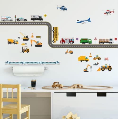 乐天商城 - ウォールステッカー 綺麗にはがせる簡単 子供部屋 男の子 ステッカー wall sticker ウォールペーパー ウォールシール 幼稚園 保育園 工事現場