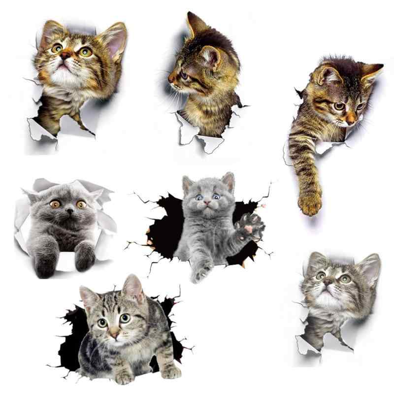 ウォールステッカー 7PCS新しい3D取り外し可能な漫画の動物の猫の大きい壁のステッカー ウォールステッカー 猫 簡単に貼ってはがせる bambooec-10072534 バンブ パッケージ画像