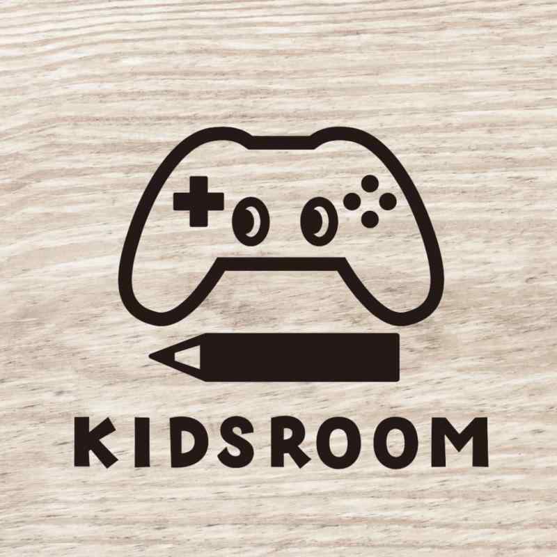  ルームサイン ドアステッカー KIDSROOM キッズルーム 子供部屋 シール おしゃれ かわいい ゲームの絵柄 切り文字 カッティングシート 賃貸OK