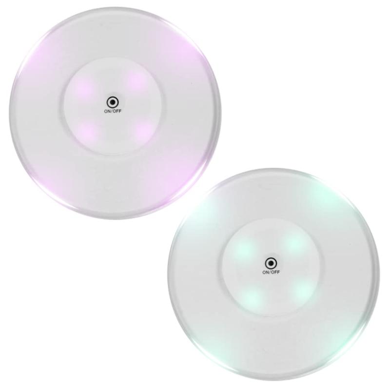 ORIGINCOM LEDクリアコースター 2枚セット 電池駆動 点灯モード切替 透明LEDカップマット 光るコースター グラス CLECM02S