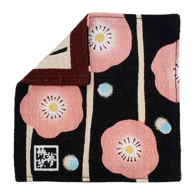 Morikuru(もりくる) 日本製 綿 コースター 梅柄 約11.3cm×11.3cm リバーシブル 和柄 KT08-02