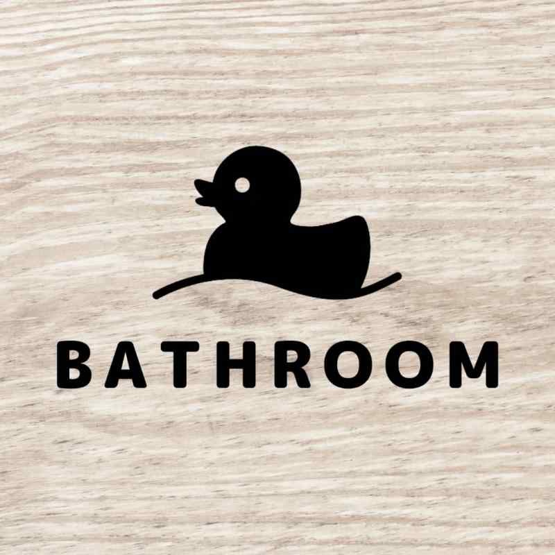  ルームサイン ドアステッカー BATHROOM バスルーム シール 賃貸OK アヒル イラスト かわいい 切り文字 カッティングシート 7.5×13.5cm 屋内
