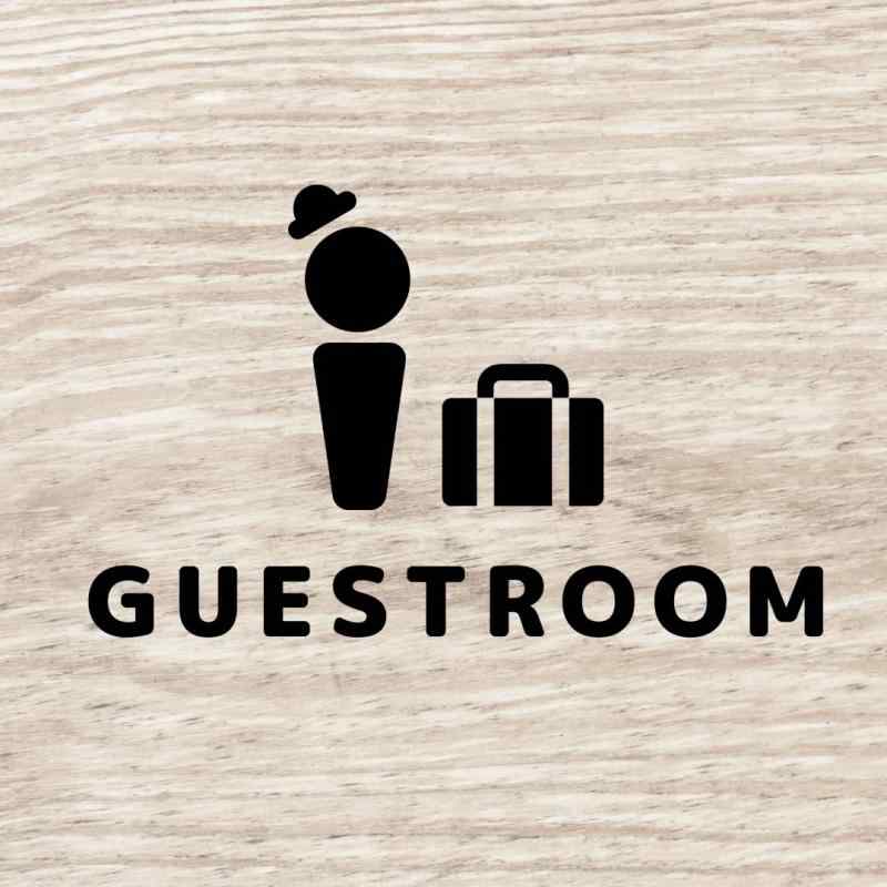  ルームサイン ドアステッカー GUESTROOM ゲストルーム 客室 ピクトサイン カッティングシート 切り文字 シンプル かわいい 新築 リフォーム 賃貸OK