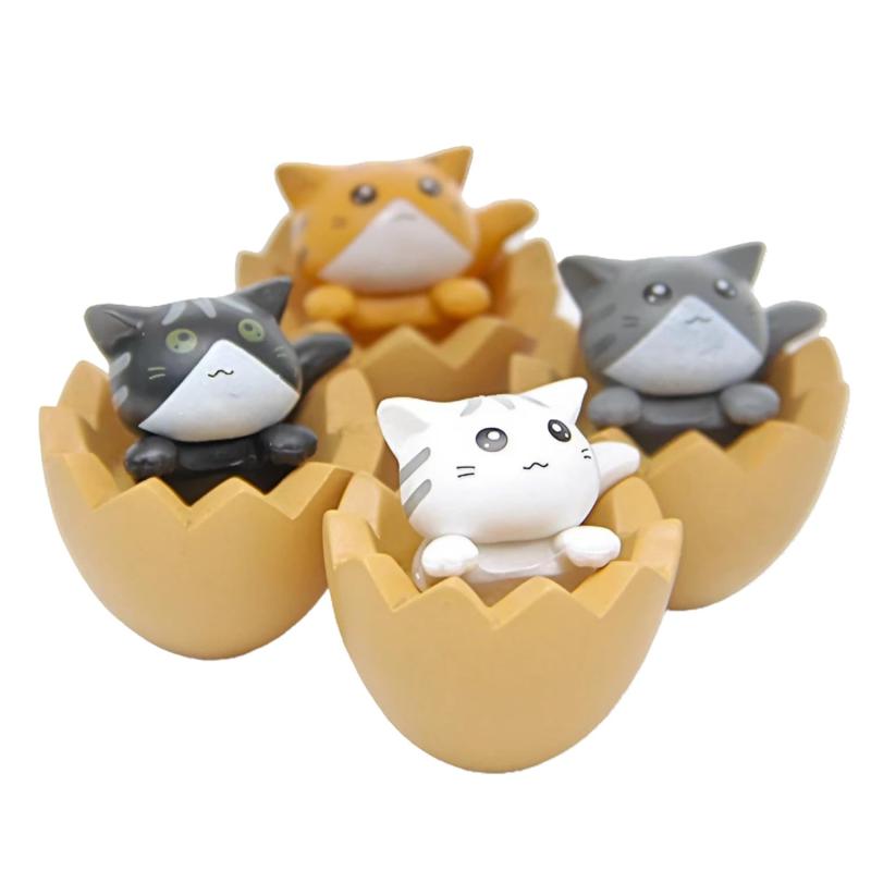 乐天商城 - clowin 猫 置物 雑貨 デコレ 猫の置物 玄関 小さい インテリア 小物 オブジェ 招き猫 雑貨 4匹のかわいい卵殻の猫