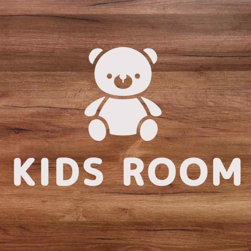  ルームサイン ドアステッカー KIDSROOM キッズルーム 子供部屋 くまの絵柄 シール 賃貸OK シンプル かわいい 切り文字 カッティングシート