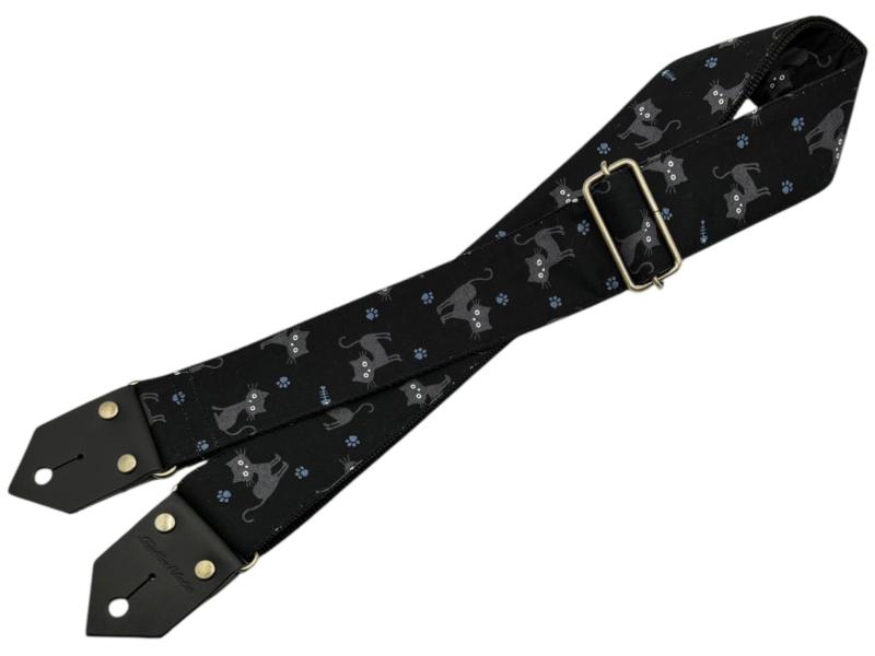 Spice Note スパイスノート ギターストラップ Printing Fablic Series 日本製 全長820mm～1450mm BLACK CAT ES-PP50BC