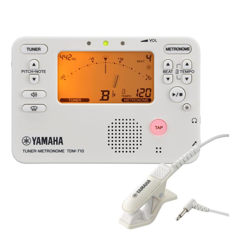 チューナーメトロノーム TDM-710IV アイボリー + チューナー用マイク TM-40 セットチューナーメトロノーム TDM-710IV (アイボリー)チューナー用マイクTM-40付きセットクリップを楽器へ取り付けることにより、周囲の音に影響されずにチューニングを行うことができます。部活動や楽団など複数人での練習時に大変便利です。