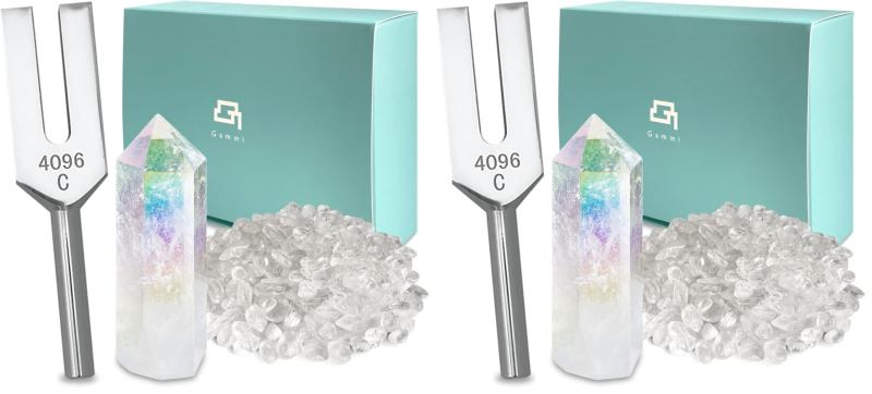 乐天商城 - 【さざれ水晶200g付き】音叉 クリスタルチューナー 4096hz 水晶さざれ 6点セット マダガスカル産 六角水晶 浄化用 タロットカード オラクルカード