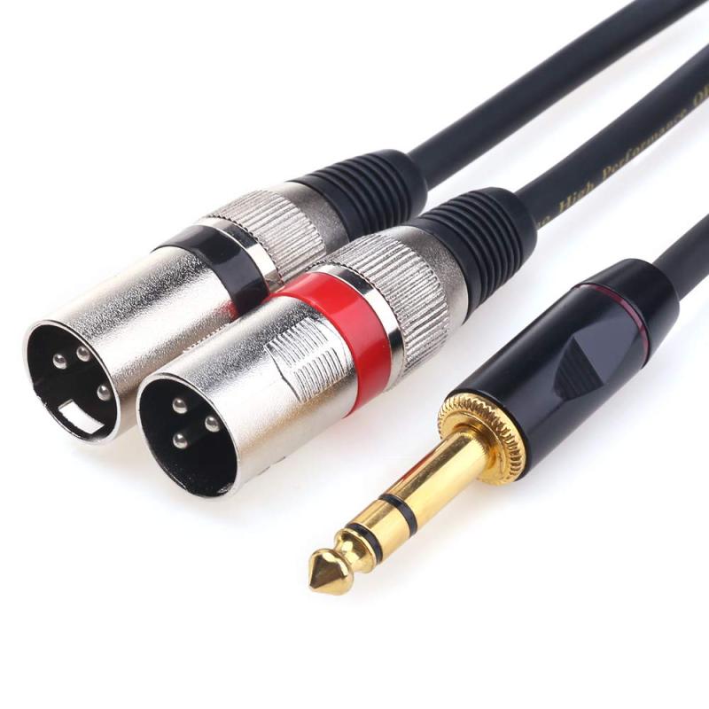 樂天商城 - Disino 1/4 TRS - デュアル XLR オス Y スプリッター ステレオ ブレークアウト ケーブル 1/4 インチ (6.35mm) から 2 XLR パッチケーブル