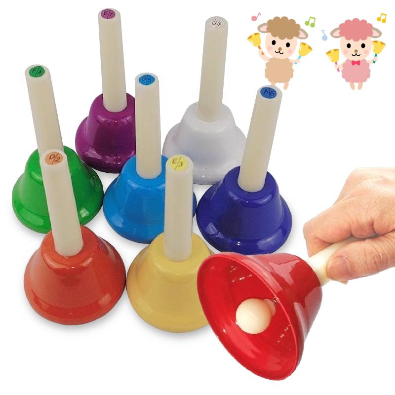 VICHE CATT ミュージックベル ハンドベル 8音セット カラーベル 打楽器 演奏用楽器 音楽授業用 学校 発表会 6歳以上