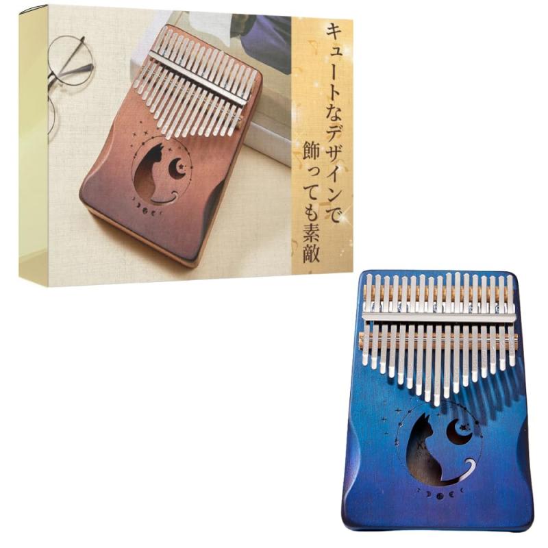 バンブのideamall カリンバ 初心者 猫 17キー Kalimba ネコ かりんば 木製 親指ピアノ サムピアノ フィンガーピアノ｜アングル2