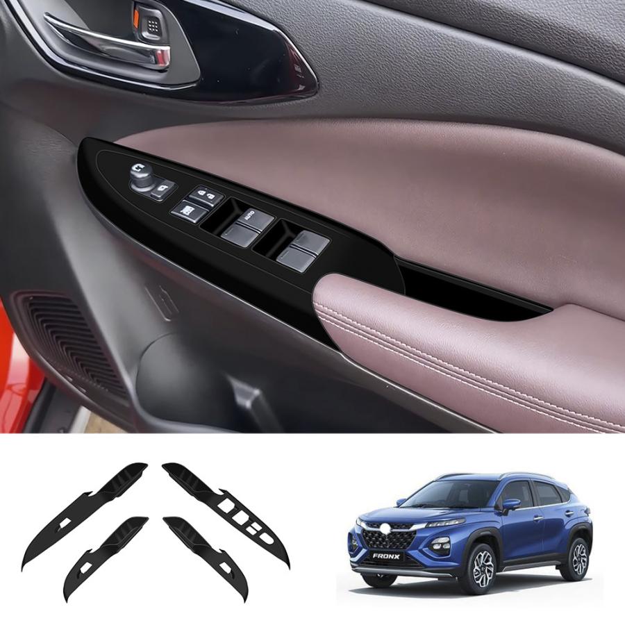【商品説明】 整理整頓必見！車種専用設計、着脱簡単のゴムパワーウィンドウマットカバー！防水、耐高温の高品質素材採用で車内の劣化を防ぐ機能もあります！ 【適合情報】 新型フロンクス WEB3S (2024(令和6)年10月FMC後~) 全グレード対応 【商品内容】 商品数量：4P カラー：ブラック 素材：ゴム 取付方法：敷くだけ