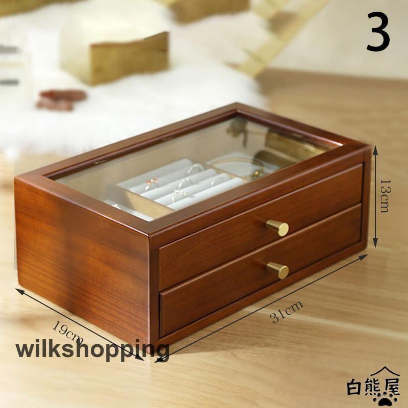 ジュエリーボックス 木製 引き出し式 大容量 2段 アクセサリーケース ジュエリーケース 収納ボックス アクセサリー 収納ケース シンプル 宝石箱コンパク