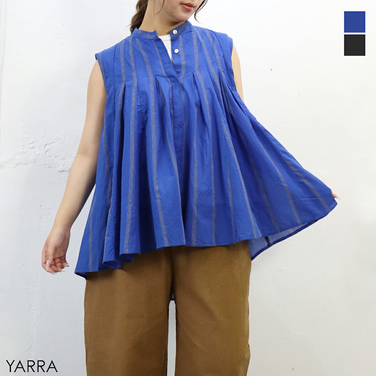 Rakuten - YARRA（ヤラ）INDIAタック切替ノースリブラウス【2026春夏】