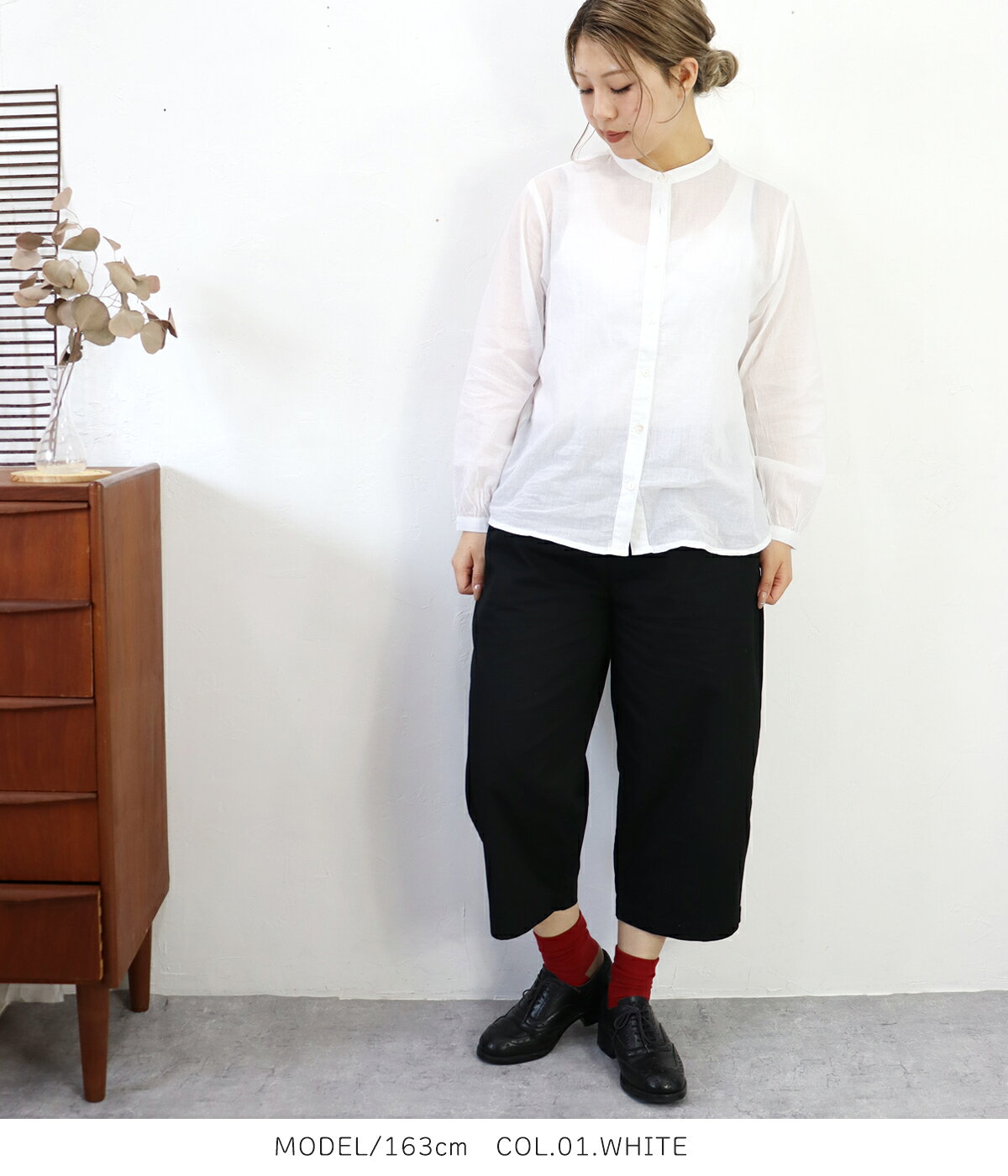 【50％OFFセール】YARRA（ヤラ）ヘンリーネックブラウス bambooleaf-10003132 bambooleaf. サンプル画像3