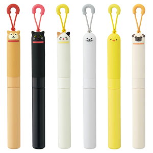 スティック型ハサミはさみSMART FIT PuniLabo2.シバイヌ・3.クロネコ・7.ミケネコ16.アザラシ・17.ヒヨコ・18.パグ冷蔵庫などに吊り下げて使用できます。プニラボ リヒトラブ かわいいシリコンゴム製グリップ 携帯用 ハサミ