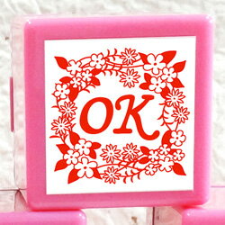 【浸透印】OK（花）印面サイズ：20×20mm【イラスト ゴム印 スタンプ マンガ 評価印 ハンコ】コメントゴム印（先生 スタンプ）シヤチハタ式ごほうびスタンプ 英語 スタンプかわいい 小さい 連絡帳