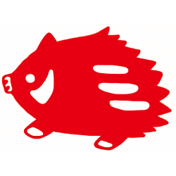 ◇【浸透印】干支スタンプ(亥年)絵柄/05.横向きのイノシシ年賀状スタンプ(20×20mm)【ゴム印・スタンプ・イラスト】