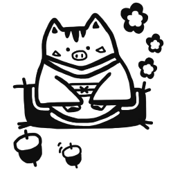【ゴム印】干支スタンプ(亥年)絵柄/09.イノシシと独楽年賀エコ・ゴム印(20×20mm)【ゴム印・スタンプ・イラスト】