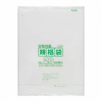 ジャパックス LD規格袋 厚み0.030mm No.20 ひも付き 透明 100枚×5冊×2箱 LK20　メーカ直送品　　代引き不可/同梱不可