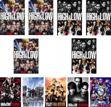 HiGH & LOW(11枚セット)TV版 SEASON1 全3巻、SEASON2 全3巻 + THE MOVIE、2、3 + THE RED RAIN + THE M..