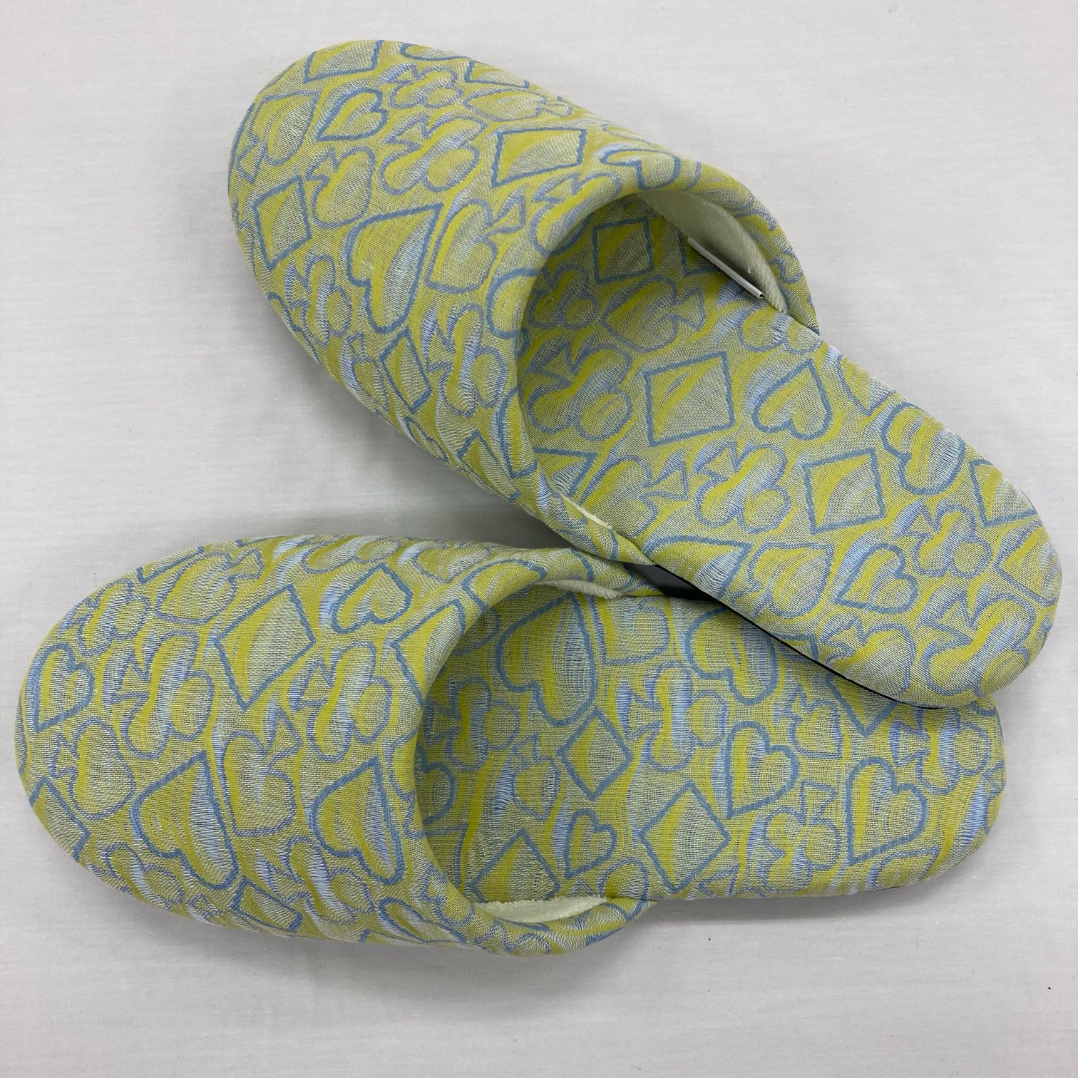 【送料無料】播州織 ジャカードクラッシュスリッパ[イエロー トランプ](SLIP202405-10) クラッシュ加工..