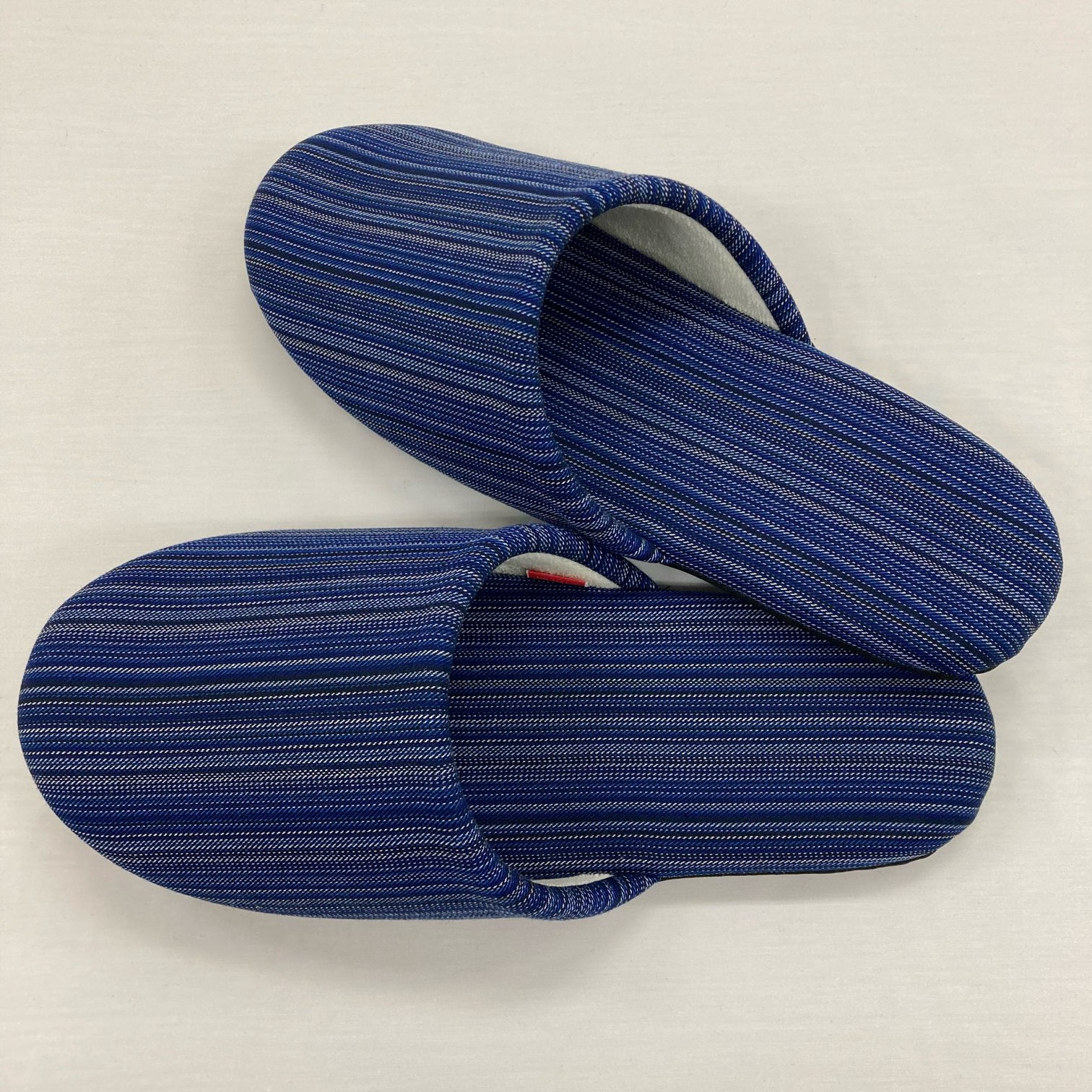 【送料無料】播州織 スリッパ[ネイビー](SLIP202405-19) やたら織り生地使用 日本製 洗える 静音 オリジナル 先染