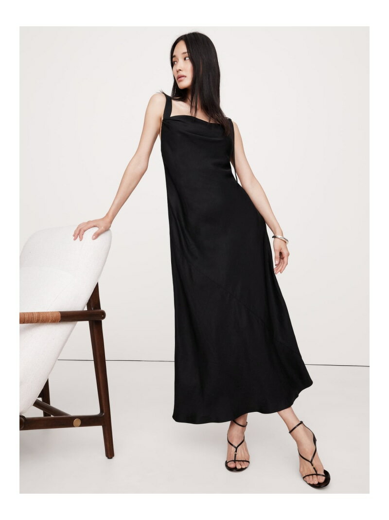 【SALE／66%OFF】(W)ドレープ ビスコース リネン マキシドレス BANANA REPUBLIC バナナ・リパブリック ワンピース・ドレス ドレス ベージュ ブラック【RBA_E】【送料無料】[Rakuten Fashion]