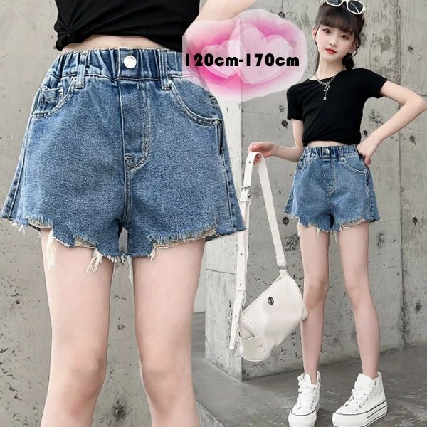 【オープン記念！30%OFFクーポン】ショートパンツ 女の子 夏パンツ ブルー ショーツ 通園着 キッズ ショートパンツ 無地 ショーツ 涼しい レジャー デニムパンツ ジーンズ 旅行 リゾート お出かけ 子ども服 子ども ショートパンツ 120 130 デニムパンツ 夏着 普段着