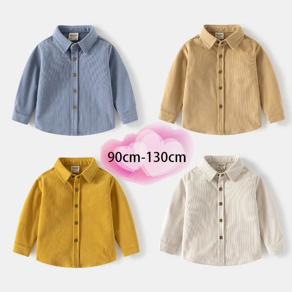 韓国子供服 コーデュロイ シャツ 男の子 長袖 シャツ イエロー かっこいい トップス カジュアルシャツ ベビー服 兄弟 双子 春秋 シャツ 普段着 通学着 通園着 お出かけ 子ども服 子ども 無地 シャツ ブルー ページュ アンズホワイト