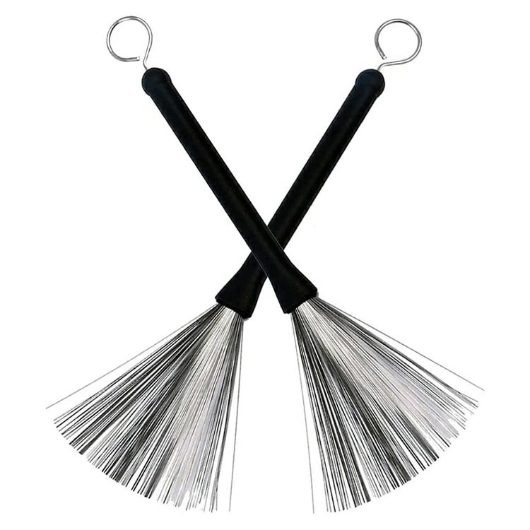 ドラムブラシ 2個セット ワイヤーブラシ ドラム用ワイヤーブラシ ドラムブラシ ナイロンブラシ 伸縮式 引き込み式 音楽愛好家 音楽家 初心者用 ドラムスティックブラシ