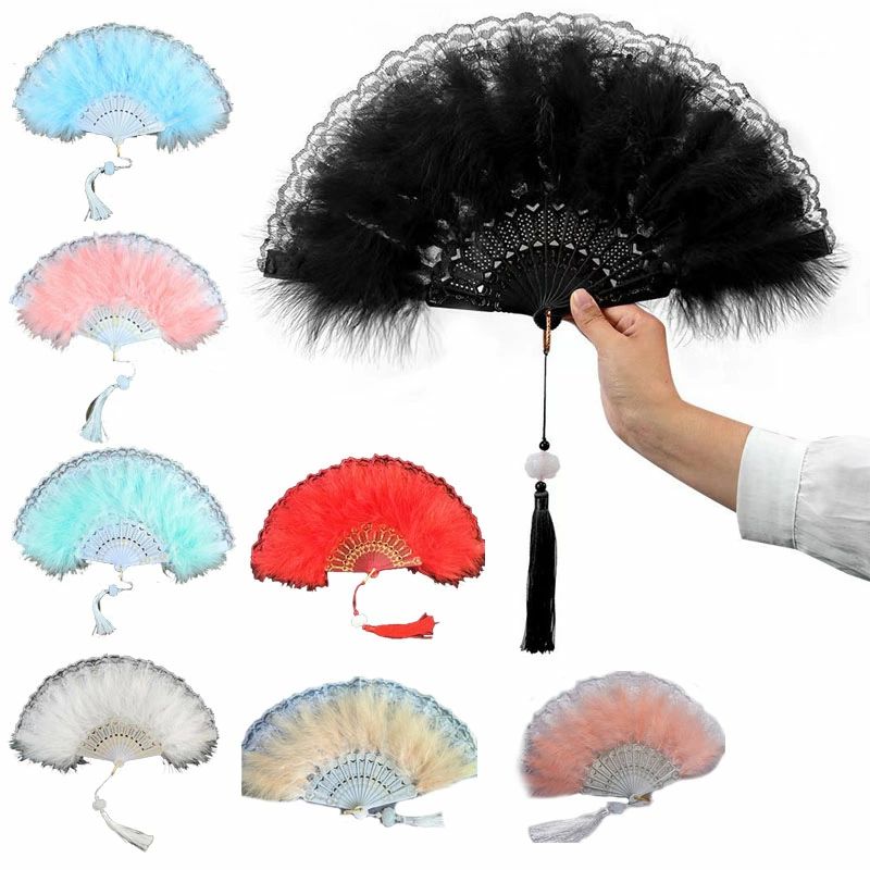 【オープン記念！1000円OFFクーポン】扇子 片面羽 レースエッジ 羽根扇子 180度展開 大きい ダンス 踊..