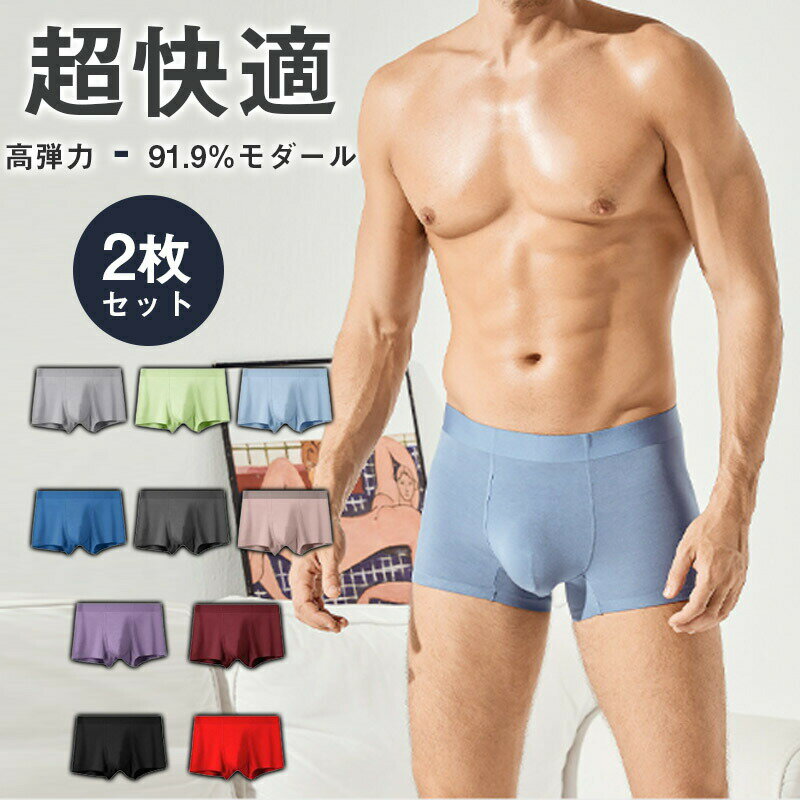 【オープン記念！30%OFFクーポン】ボクサーパンツ 同色2枚組 メンズパンツ軽量 抗菌防臭 高品質 肌に優..