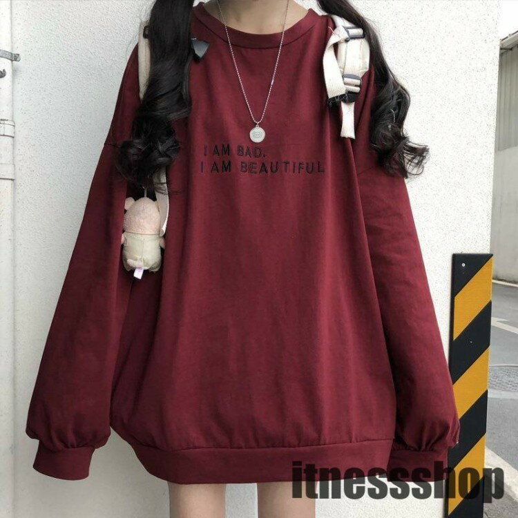 【クーポン利用で10%OFF】女性 ラウンドネック 長袖 トレーナー 2023 秋 ルーズ 女性レディースファッション ブラウス シャツ トップス 韓国スタイル学生 服