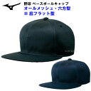 ミズノ (12JW7B10) 野球 キャップ オールメッシュ六方型 庇フラット型 (M)