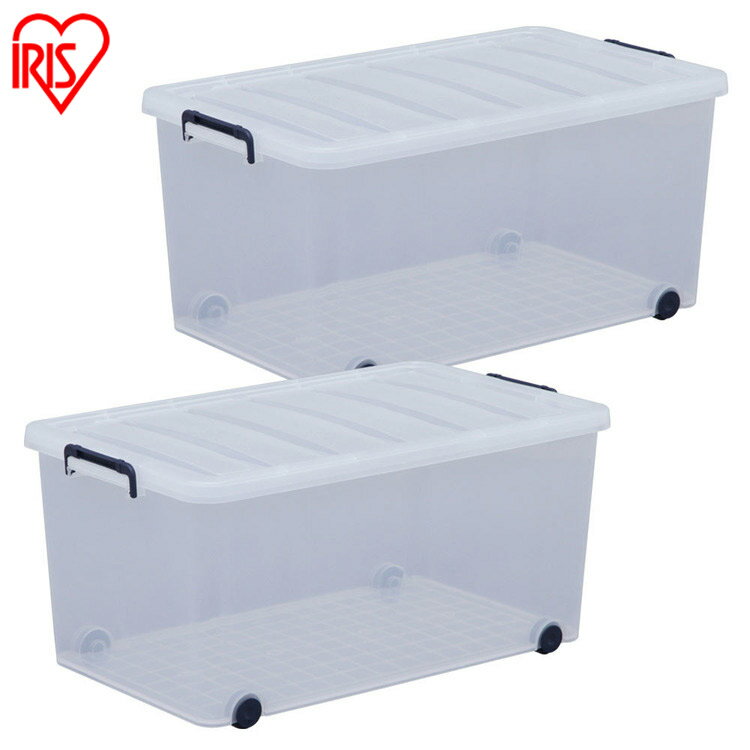 【2個セット】 収納ボックス ふた付き キャスター付き フタ付き プラスチック 透明 衣装ケース 収納ケース コンテナボックス 蓋 押入れ収納 クローゼット 収納 衣類収納 アイリスオーヤマ タフキャリー 82.6L TFC-440 *