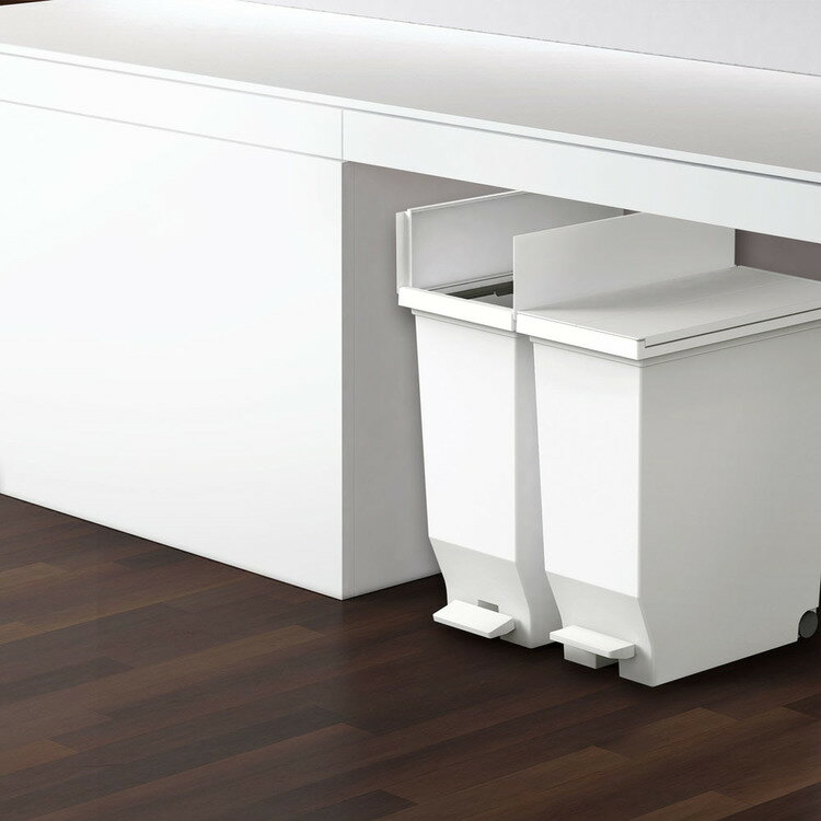 ゴミ箱 インテリア ダストボックス エバン両開きペダルペール30L A6303カウンター下 棚下 ペダルペール ゴミ箱 屋内ペール デッドスペース 省スペース 上開き キャスター付 キッチン ホワイト ブラック【B】 [2]