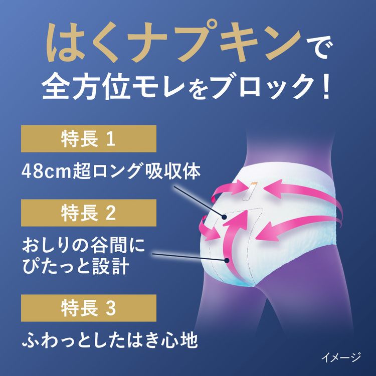 快適空間のお手伝い B&Cの【3個セット】ショーツ 生理用品 サニタリー ロリエ 朝までブロック 安心ショーツ ゆったりL5コ入 花王 ロリエ 朝までブロック ショーツ パンツ 大サイズ 生理用ショーツ お泊り サニタリーショーツ｜アングル2